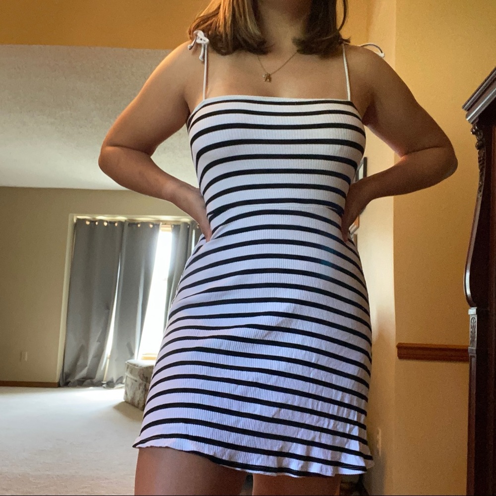 Striped tie-strap dress